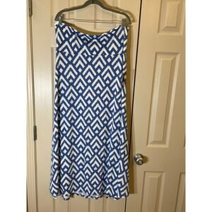 LuLaRoe Maxi Skirt Womens 2XL Blue White NWT Geometric Chevron Print Stretch